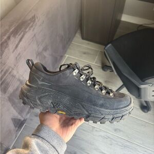 Hoka One One Tor Summit Hiking Shoes Black Leather Upper Vibram Soles W8.5 M7.5